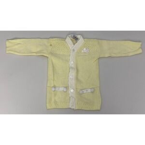 Heidi Cardigan Sweater Baby Girls Yellow Knit Button Front Turbo Hi-Bulk Vintage